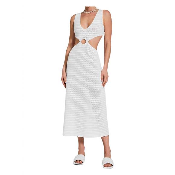 NEW DEVON WINDSOR sonya crochet cutout dress in off white - Picture 1 of 3